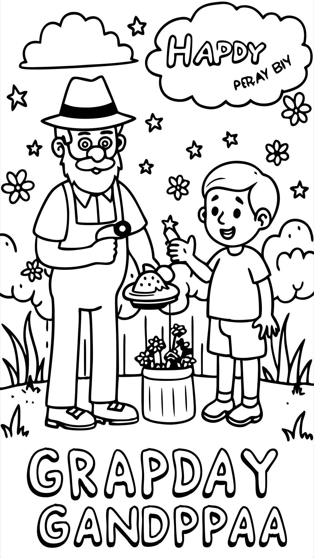 coloriage de grand-père de la fête des pères